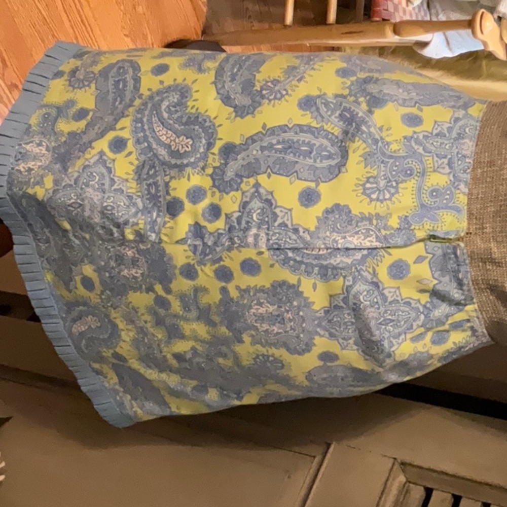 Lilly & Van  Paisley Faux Wrap Skirt - Blue and Chartreuse - Picture 5 of 8
